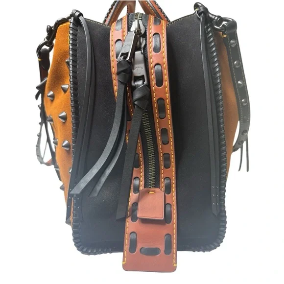 Coach 1941 Rogue 36 Western Saddle Suede Whipstitch Whiplash Boho Fringe Bag - Picture 7 of 16